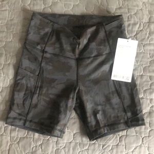 Brand new camo lululemon high rise shorts